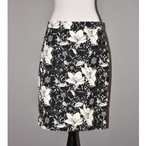 J. Crew Black Floral Basketweave Pencil Skirt